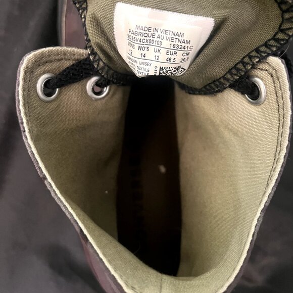 Converse Chuck Taylor All Star High Top Black Camo Mens 12 Preowned Canvas Shoes - Picture 3 of 4